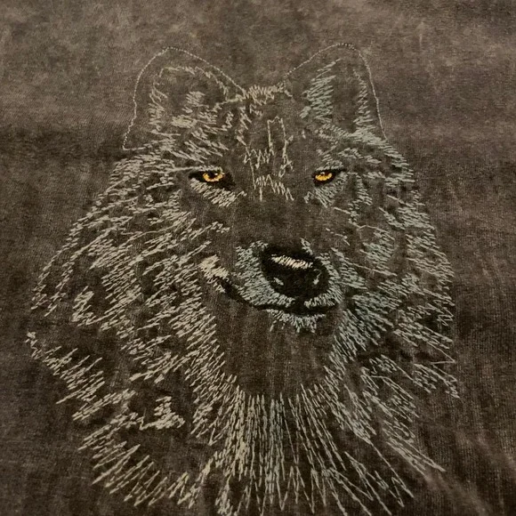 VTG 90s embroidered wolf animal nature wildlife tee shirt XL USA navy dyed - Picture 3 of 6